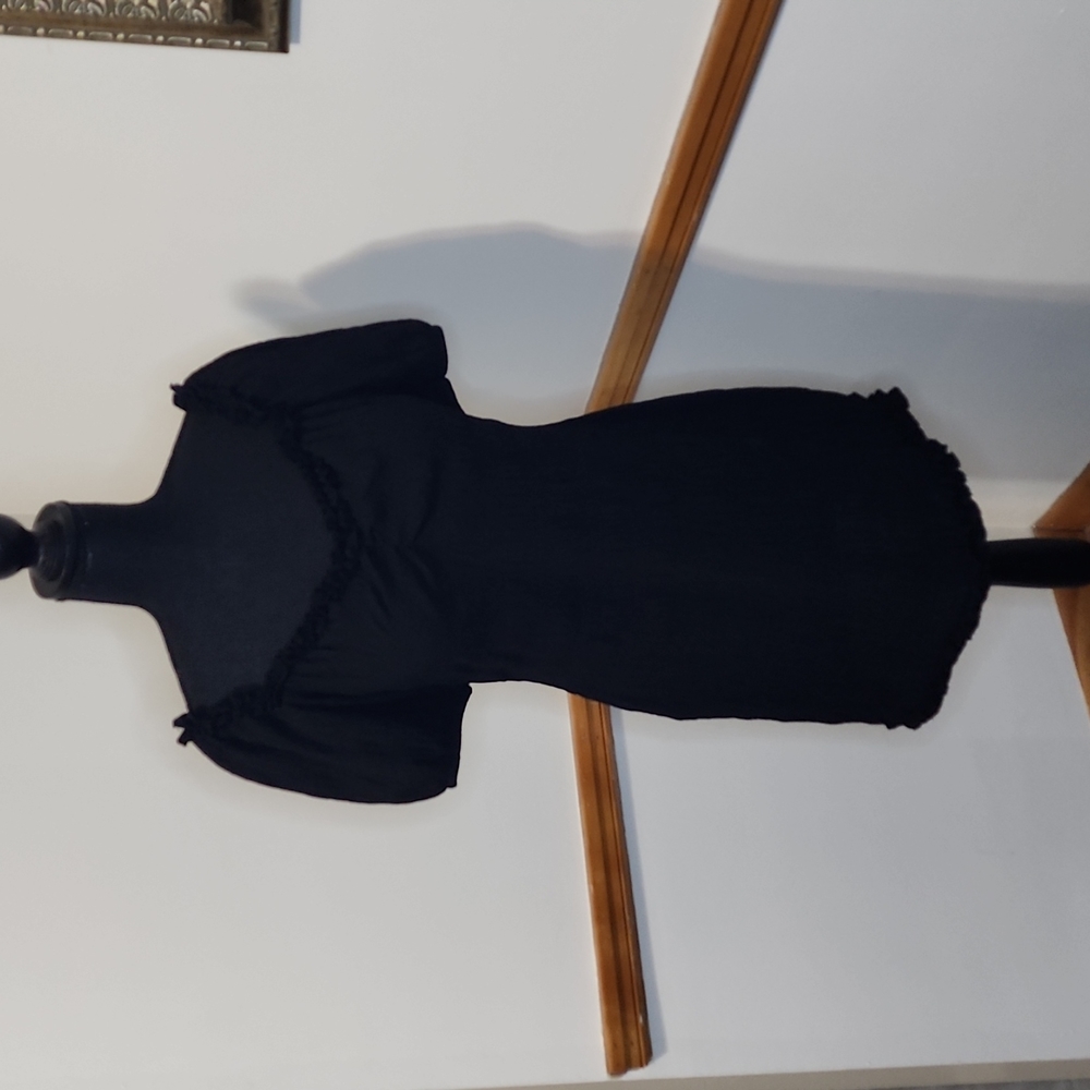 Short sleeved black summer dress